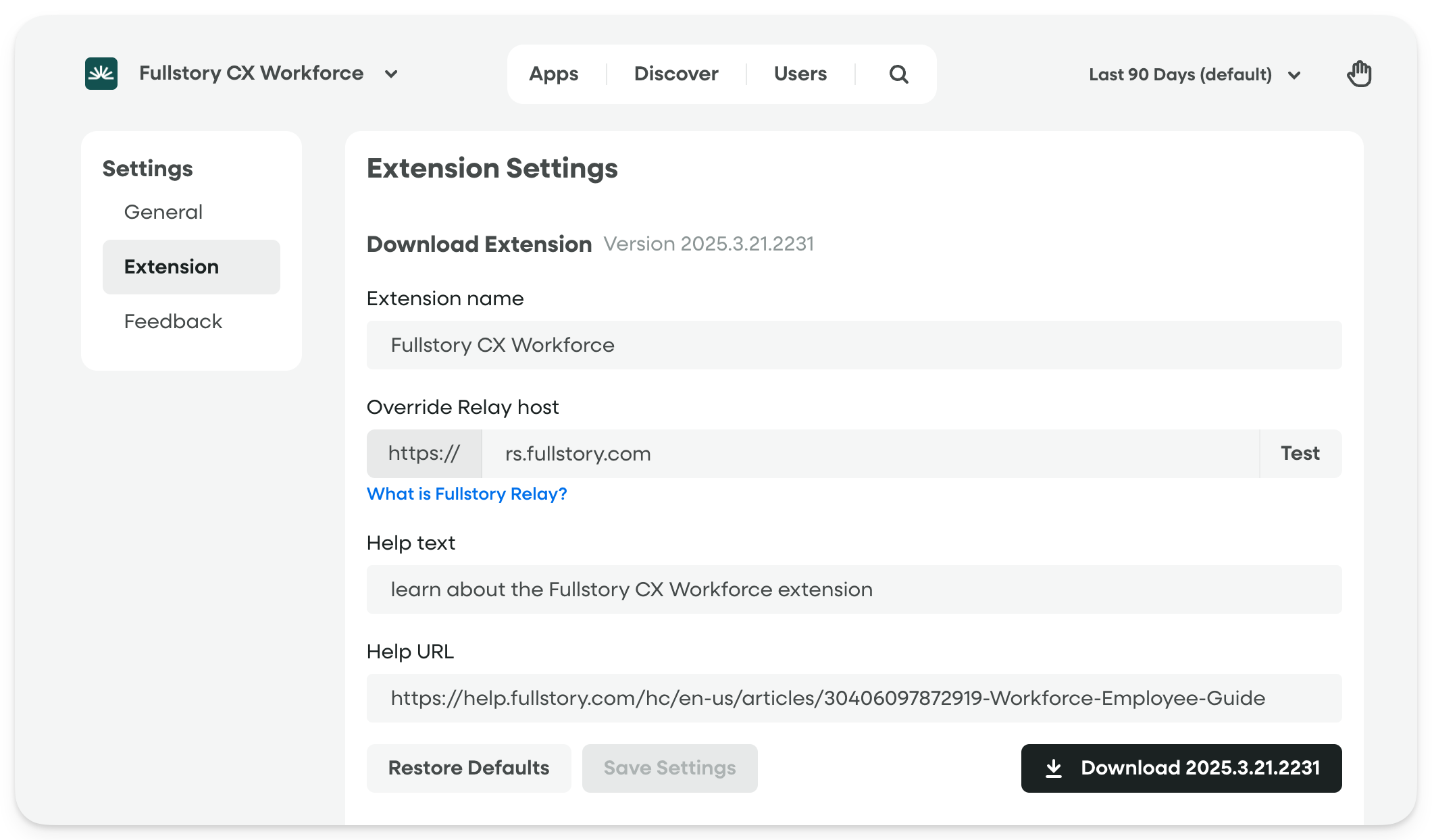 Workforce Settings