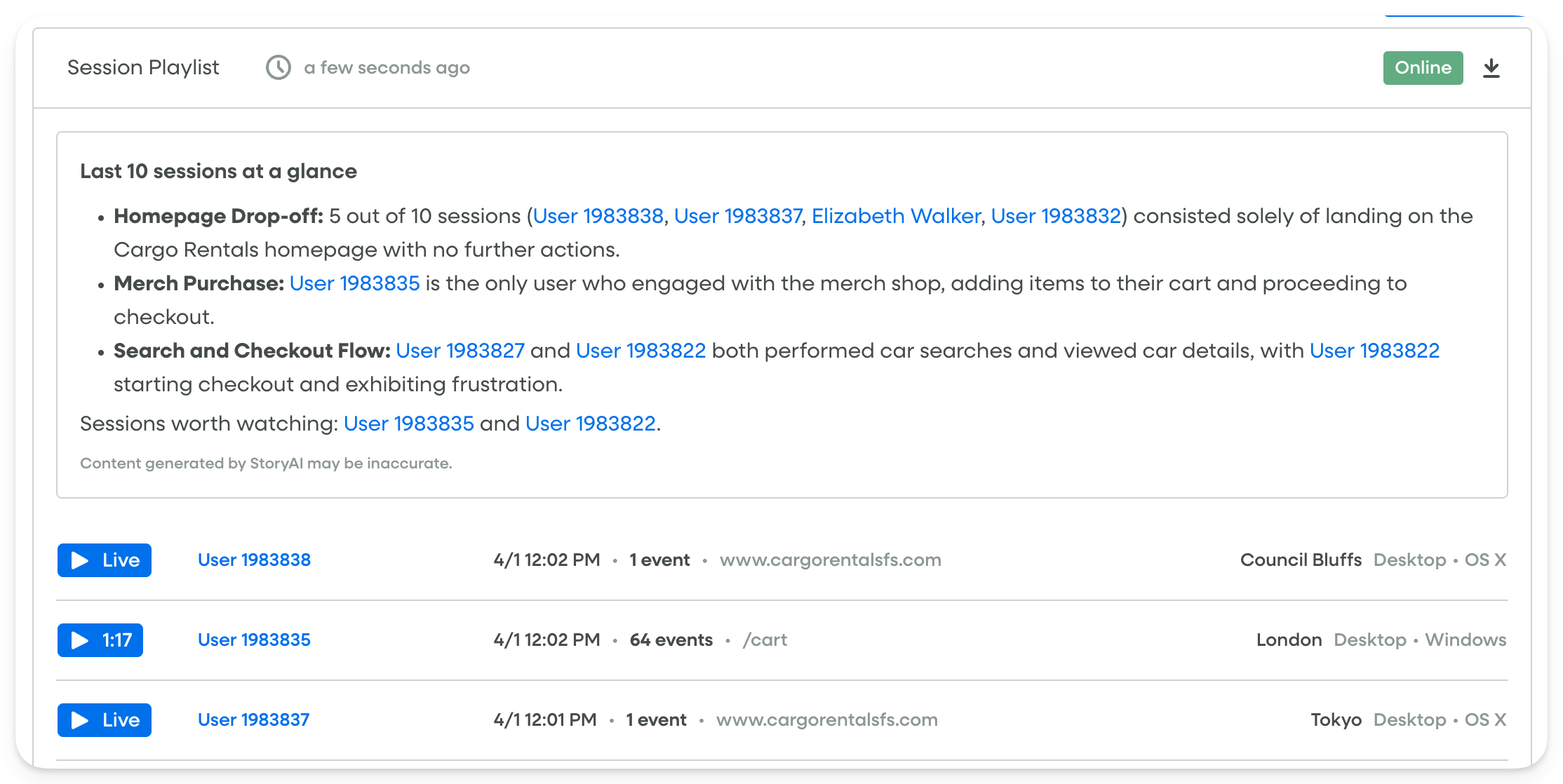 StoryAI Session Summaries