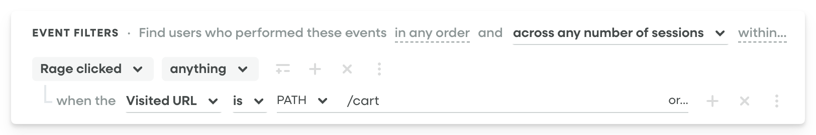 Fullstory Search Overlay - Event Filters Scope