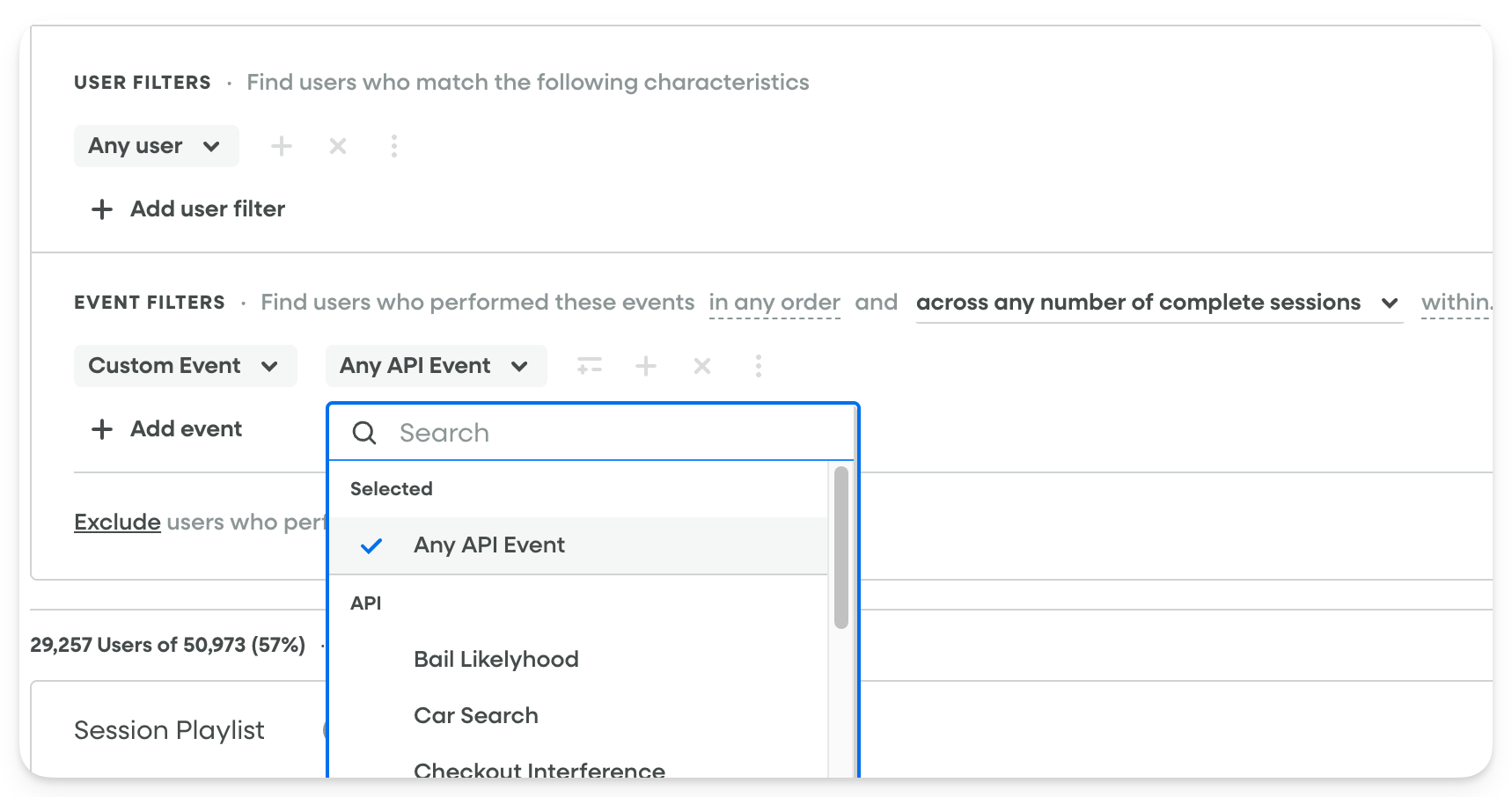 Event Filters - Custom Event - Any API Event