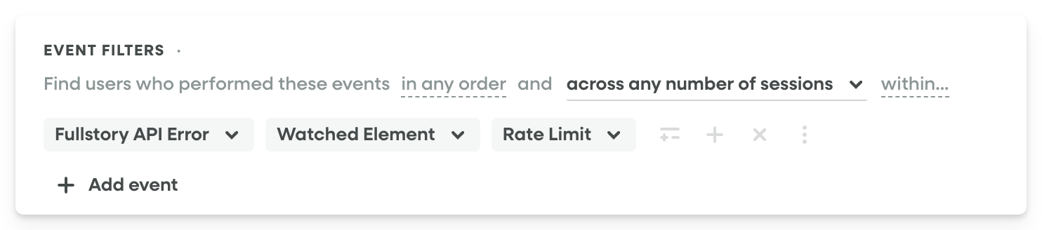 Fullstory API Error Watched Element Rate Limit