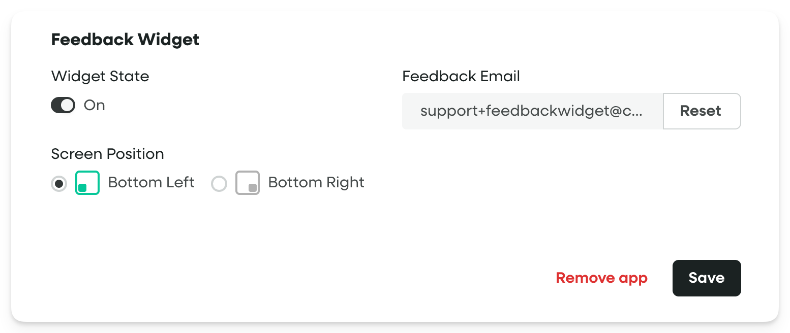 Workforce Feedback Widget App Config 785px