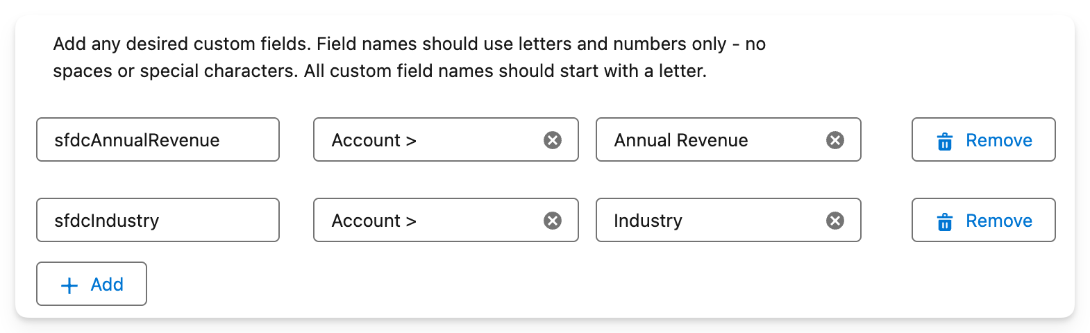 Salesforce Fullstory App - Base Object Mapping Additional Fields