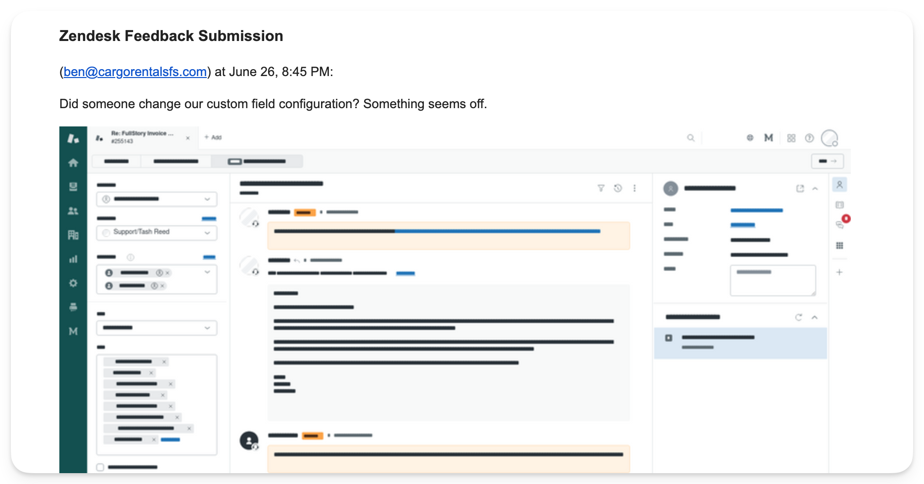 Feedback Widget - Simple Text Email