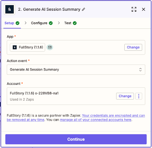 AI Session Summary via Zapier - Select Action Event