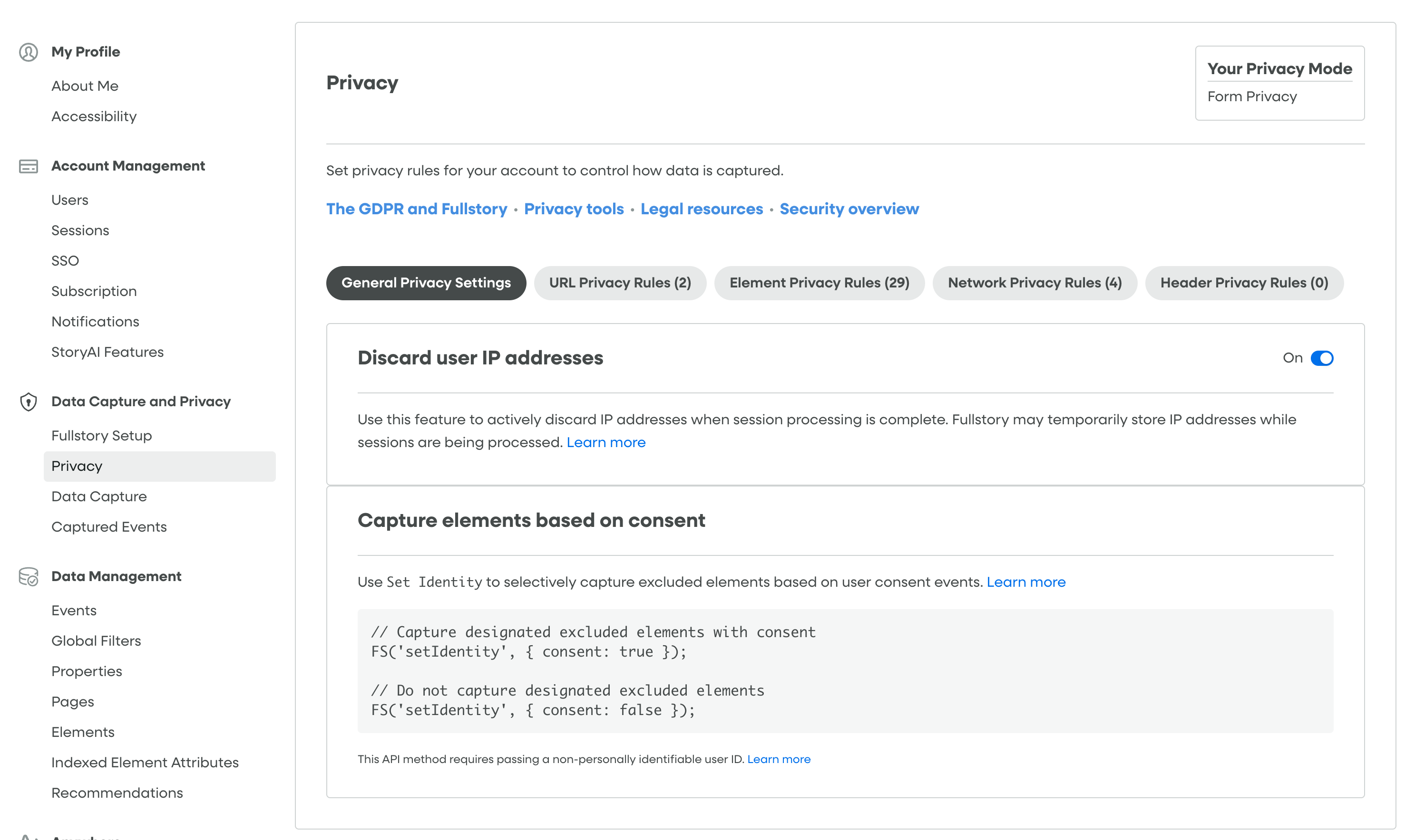 Privacy Settings - Overview
