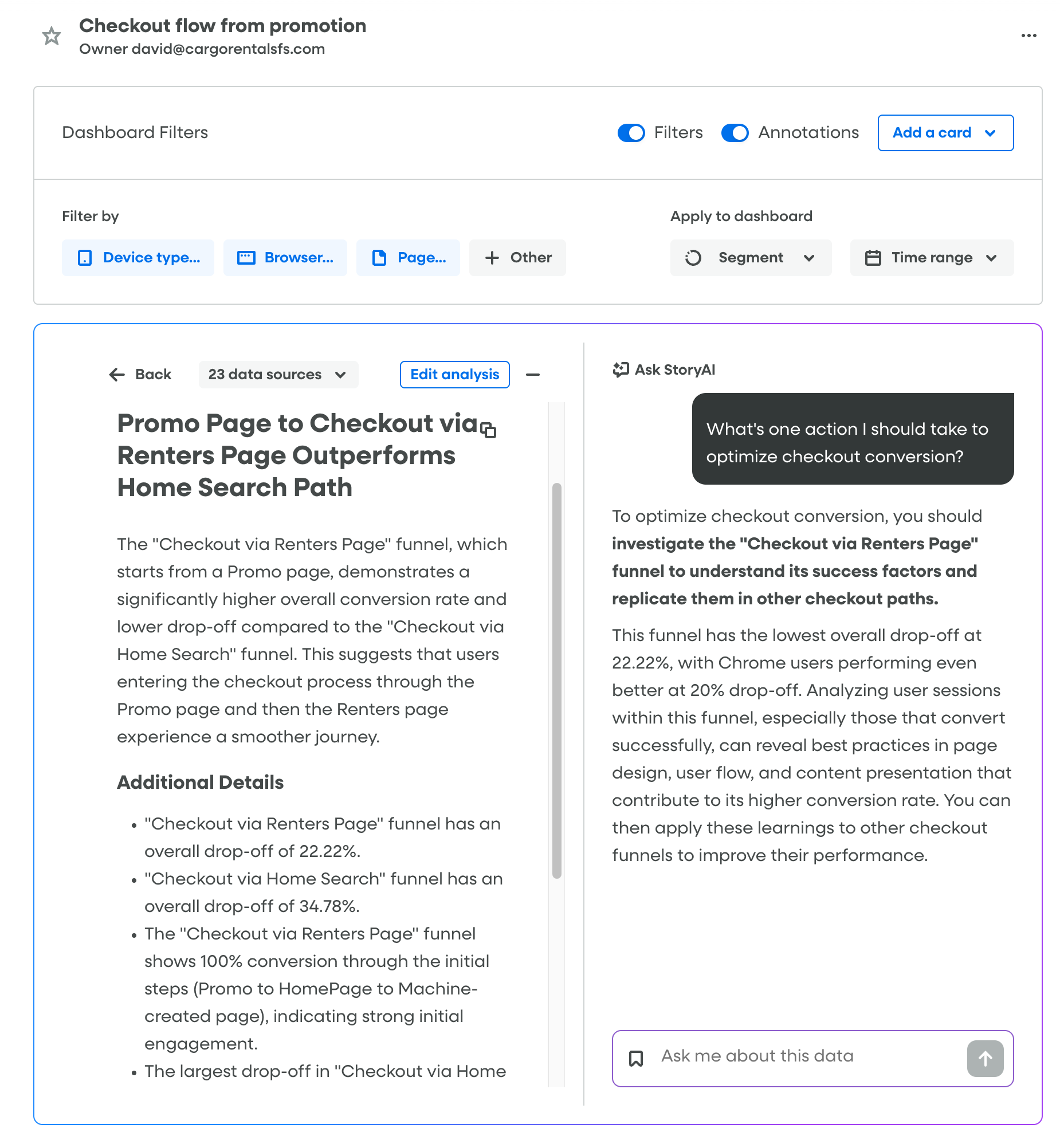 Ask StoryAI in Dashboards