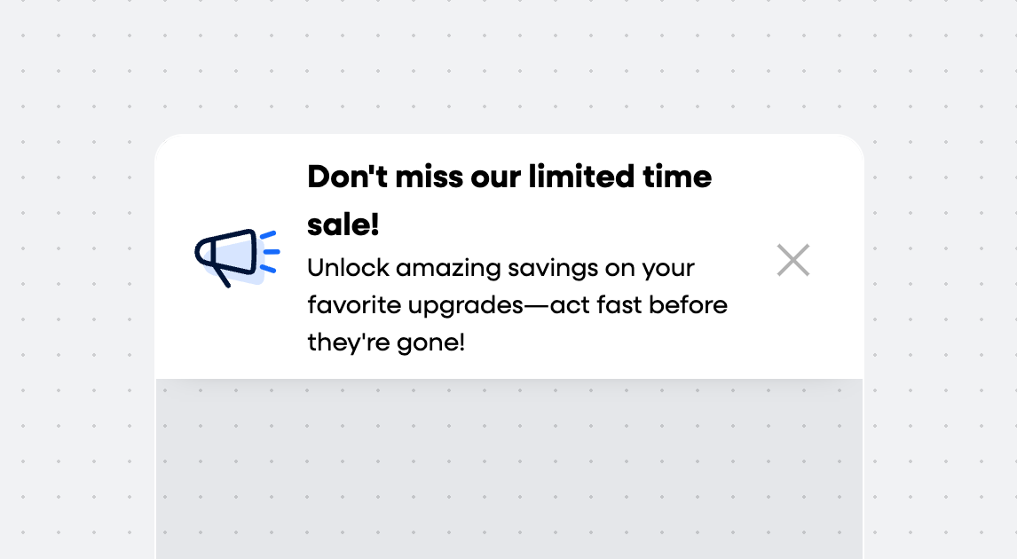 [Screenshot: header image for Announce a sale or other important message]