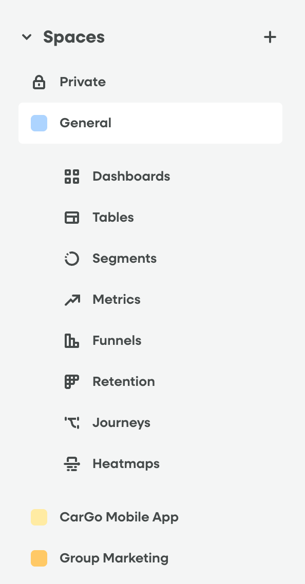 Spaces in left sidebar