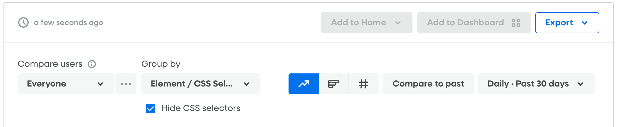 Hide CSS selectors toggle when grouping by Element / CSS Selector